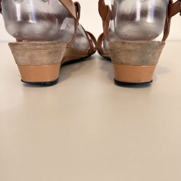 Tod's Tan Patent Leather Strappy Mini Wedge Sandals - Picture 5 of 8